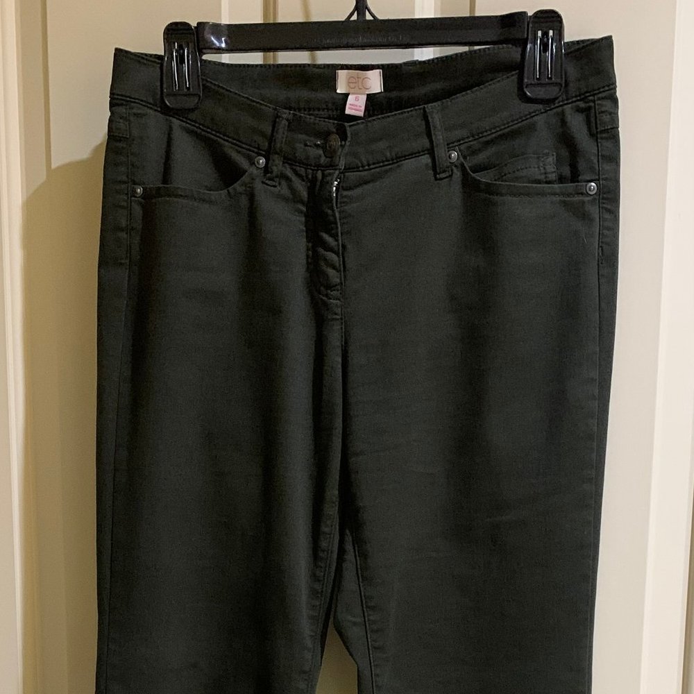 Carlisle Etcetera Twiggy Fit 5-Pocket Style Full Length Jeans Olive Loden Green